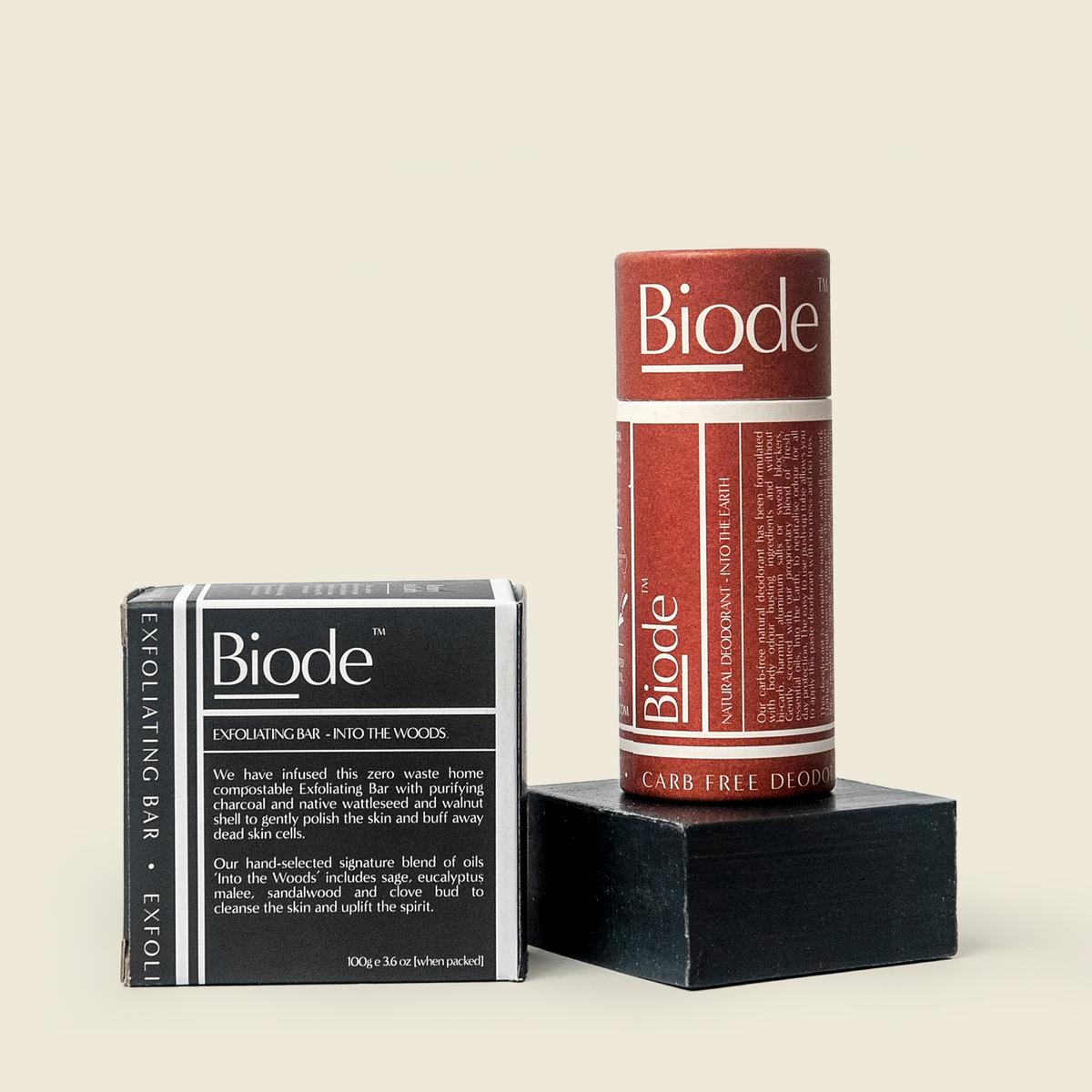 Biode Logo Biode® 100% Natural Bundle of Deodorant and Exfoliating Bar | Carb Free